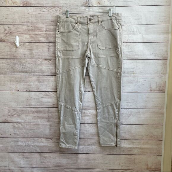 BDG MOTO SIDE ZIP SKINNY PANTS IN KHAKI - Picture 1 of 5